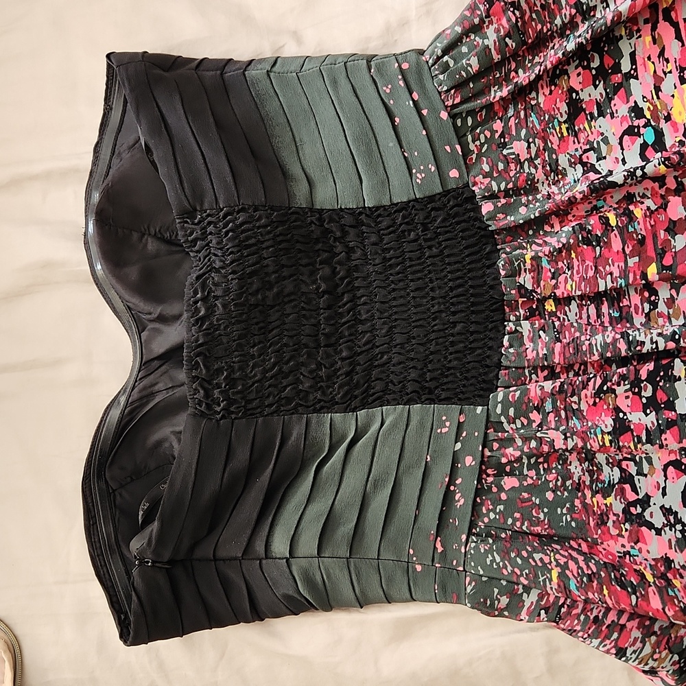 Charlie jade silk Monet print strapless dress L - Picture 4 of 5